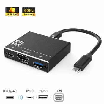 USB C USB 3.0 HUB Multiport Adaptörü HDMI uyumlu 4K 60Hz 100W PD şarj portu Dönüştürücü MacBook Pro için Huawei Mate