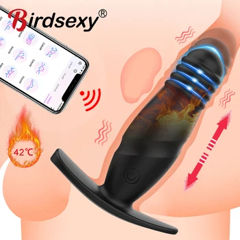 Teleskopik Anal Vibratörler Seks Oyuncakları Erkekler İçin Butt Plug Bluetooth APP prostat masajı ısıtma yapay Penis Vibratör Kadınlar için Yetişkin Oyuncaklar