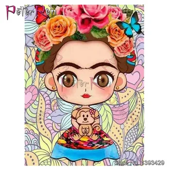 5D Elmas Boyama karikatür sevimli kız Resim Rhinestone Reçine Ren Mozaik Nakış Ev Dekor Resimleri duvar hediyeler