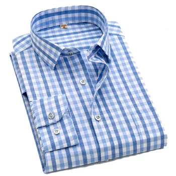 Ekose Gömlek Erkekler için Sonbahar Yeni Uzun Kollu Eğlence Düzenli Fit Yumuşak Rahat Erkek Bluz Göğüs Cebi ile 4XL 5XL