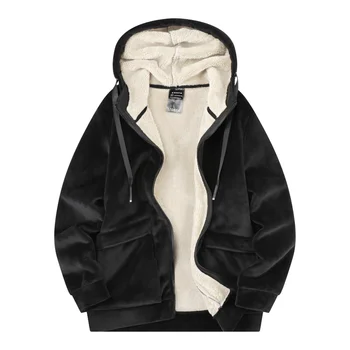 Kış Erkekler Rahat Ceket Kapşonlu Yeni Kalın Palto Erkek Streetwear Eklemek Polar Düz Renk 2023 Açık Sıcak Giyim Erkek Boyutu 4XL