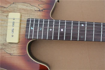 sunburst elektro gitar, tel gitar, spalted akçaağaç üst P90 manyetikler, altın tuner, beyaz bağlama, ıhlamur vücut 2