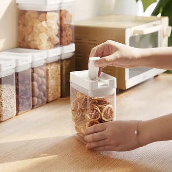 Kepekli Tahıllar Kare saklama kutuları Mutfak Japon Gıda Mühürlü Kutular Plastik Şeffaf Nem geçirmez Buzdolabı saklama kutusu