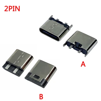 10-20 adet / grup mikro usb Jack 3.1 Tip-C 2pin 2 çekirdekli kaynak teli dişi konnektör Cep Telefonu şarj portu Şarj Soketi 0