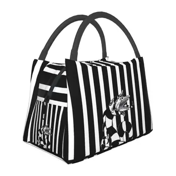 Korku Beetlejuice Kum Kurdu Termal Yalıtımlı Öğle Yemeği Çantaları Film Cadılar Bayramı Gotik yemek kutusu Çok Fonksiyonlu Yemek yiyecek kutusu