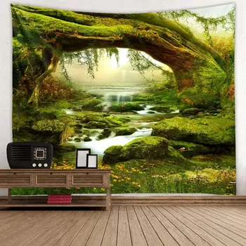 Orman Manzara güneş ışığı Akışı Goblen Arka Plan Duvar Kaplaması Ev Dekorasyon Battaniye Yatak Odası Duvar Asılı Halılar