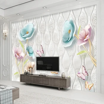 Modern Avrupa Tarzı Mücevher Lale Çiçekler Duvar Kağıdı Yatak Odası Oturma Odası TV Kanepe Arka Plan duvar tablosu Özel Boyut