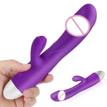 G Noktası Masaj Çift Titreşim 30 Frekans Yapay Penis Tavşan Vibratör Vajinal Klitoris Stimülatörü Seks Oyuncakları Kadın için