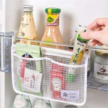 Buzdolabı Depolama Örgü Çanta Asılı Ev Sınıflandırma saklama çantası Çift Bölmeli Buzdolabı Depolama Asılı Çanta