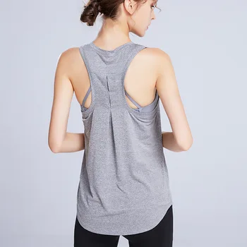 Spor Yelek Kadın Gevşek İnce yoga bluzu Koşu Spor Salonu Üstleri kolsuz tişört Hızlı Kuru Katı Egzersiz Tankı Üstleri Yelek Bluz