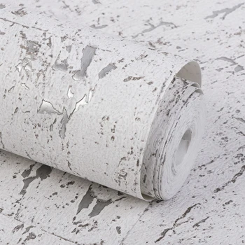 Endüstriyel Vintage Beyaz 3 D Bronzlaşmaya Duvar Kağıtları Ev Dekor PVC Beton Çimento Duvar Kağıdı Oturma Odası için Giyim Mağazası Duvar