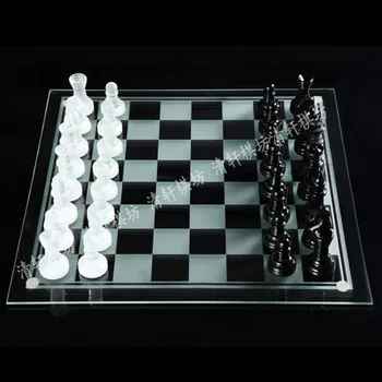 Cam Profesyonel Satranç Tarihi Lüks Tavla Oyunu Hatıra Satranç Ortaçağ Kristal Turnuva Jeux Eğlence OA50XQ