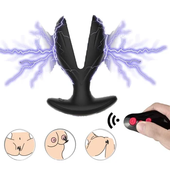 Titreşimli Anal genişletici Tak Elektrik Çarpması Darbe Vibratör prostat masaj aleti Erkekler için Uzaktan Kumanda Seks Oyuncakları adam için