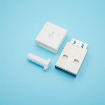 50 adet / grup Beyaz DIY USB 2.0 Erkek Konnektör Tak Uzun Kuyruk Dijital Ürün için