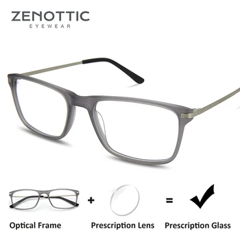 ZENOTTIC marka reçete gözlük erkekler için moda asetat kare gözlük Anti mavi ışık miyopi hipermetrop optik gözlük