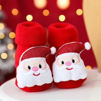 Bebek Noel Çorap Kış Kalın havlu Çorap Karikatür Santa Elk Anti Kayma Kat Çorap Sıcak Tutmak Yenidoğan Çocuklar için Erkek Kız Çorap