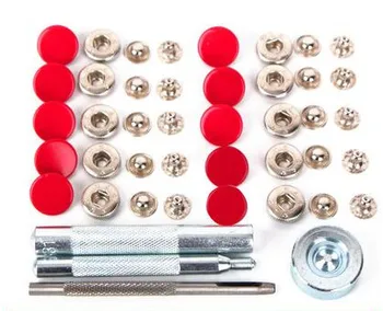 Tüm renkler 10 Takım 20mm DIY Craft Snaps Yapış Marş Plastik Poppers Bağlantı Elemanları + 4 Pense araçları DIY