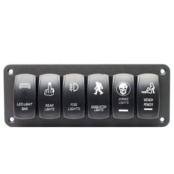 6-Gang Rocker Anahtarı Paneli 5-Pin Açık Kapalı Geçiş Anahtarı Ön Kablolu Alüminyum Tutucu 12/24V Geçiş Anahtarları