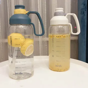YOMDID spor şişe su taşınabilir su ısıtıcısı içecek şişeleri için yürüyüş kamp tırmanma su şişesi ile saman 1.8 L Drinkware 2