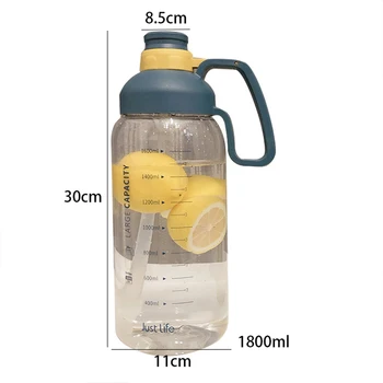 YOMDID spor şişe su taşınabilir su ısıtıcısı içecek şişeleri için yürüyüş kamp tırmanma su şişesi ile saman 1.8 L Drinkware 5
