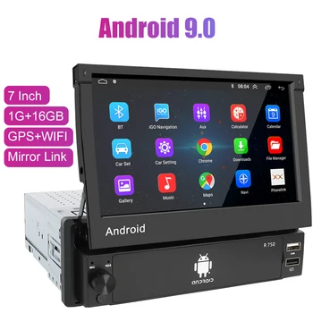 Multimedya Oynatıcı MP5 Android 9.0 7 İnç Bluetooth FM GPS Araba Radyo Stereo Alıcısı 1 Din Geri Çekilebilir Dokunmatik Ekran Ayna Bağlantı