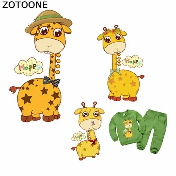 ZOTOONE Güzel Zürafa Aile Giyim için Yamalar Demir on Transferi Karikatür Yama Aile DIY A-Level Yıkanabilir ısı Transferi