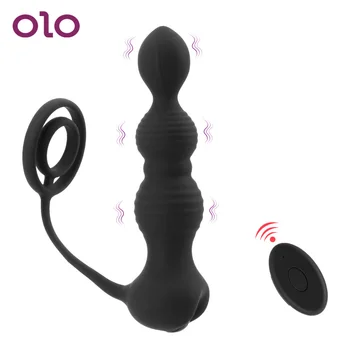 OLO 10 Modu Gecikme Boşalma Anal Vibratör Prostat Masajı Seks Oyuncakları Erkekler Kadınlar için Seks Ürün Butt Plug Çift Halka Çekme Boncuk