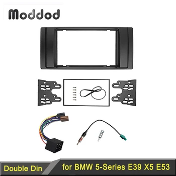 Çift Din Fasya BMW 5 Serisi E53 E39 Radyo DVD Stereo Paneli Dash Trim Kiti Çerçeve Kablo Demeti ile Anten Anten Adaptörü