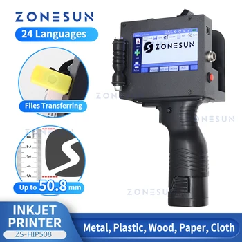 ZONESUN ZS-HIP508 Dijital Çok Dilli Mürekkep Püskürtmeli baskı makinesi 50.8 mm Logo Yazıcı Karakter QR Barkod Toplu Tarih Numarası