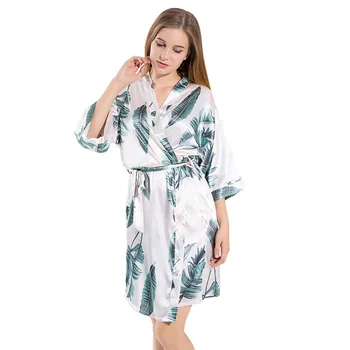 Baskı Elbise Rayon Elbise kadın Pijama Seksi Bornoz Sabahlık Kadınlar İçin Gelin Nedime Düğün Elbiseler Seksi Pijama 4