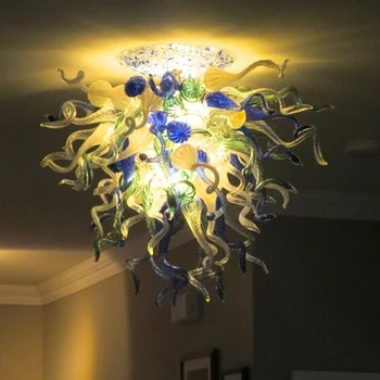 El üflemeli cam tavan avize ışık ev için renkli lamba tasarımı 24 x 20 İnç