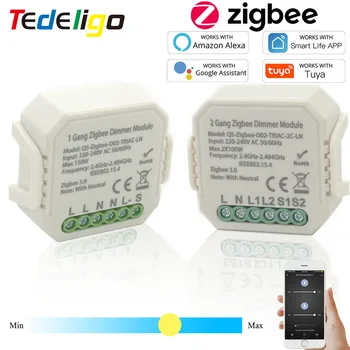 Tuya Zigbee Dimmer Akıllı anahtar Modülü 1/2 Gang ışık anahtarı 220V Kablosuz Kontrol Ev Elektrik LED Alexa Google Asistan