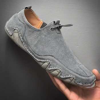 2021 yeni erkek ayakkabıları erkek deri ayakkabı deri yumuşak taban nefes büyük boy rahat bezelye ayakkabı sürüş ayakkabısı tembel