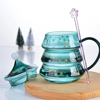 Yılbaşı bardağı Ağacı Şekli Kar Dağ Cam Isıya dayanıklı su kupası Ev Mikrodalga Fırın Yeni Kahve süt kupası