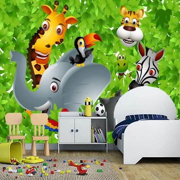 Özel papel de parede 3d, komik hayvan duvar resimleri çocuk odası için cennet arka plan dekorasyon kağıdı