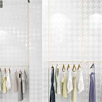 Balıksırtı duvar kağıdı dekorasyon basit high-end özel moda bayan giyim mağazası İskandinav beyaz desen saf beyaz duvar kağıdı