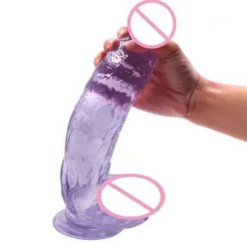 12 İnç Masturbator Kadınlar için Büyük Penis Gerçekçi Yapay Penis Vibratör g-spot Masaj Kadın Mastürbasyon Penis Enayi Kristal Penis