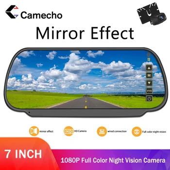 Camecho 7 inç Araba Ayna Monitör Ters Park Sistemi TFT LCD Ekran Araba Monitör dikiz aynası Gece Görüş Dikiz Kamera