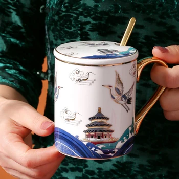 Vinç Tasarım Kahve Kupaları veya çay Bardağı Ebeveynler için Hediye Çin Geleneksel Fikir Hediye Yaşlı İnsanlar için Garip Hediyeler Geleneksel Çin