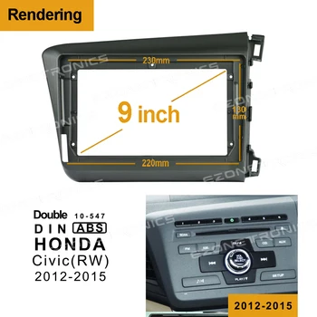 1 / 2Din araç DVD oynatıcı Çerçeve Ses Montaj Adaptörü Dash Trim Facia Paneli 9 inç Honda Civic Sağ 2012-15 Çift Din Radyo Çalar