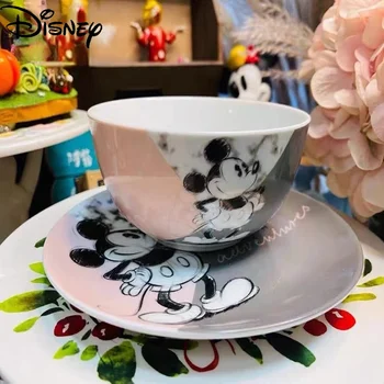 Disney Çatal Mickey Çatal Kişilik Karikatür Sevimli Yemek Tabağı kase seti Seramik Yüksek Sıcaklık Dayanımı