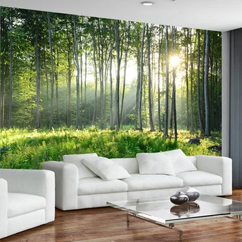 Özel Fotoğraf Duvar Kağıdı 3D Yeşil Orman Doğa Manzara Resimleri Oturma Odası Yatak Odası Arka Plan Duvar Kaplaması Modern Ev Dekor 3 D