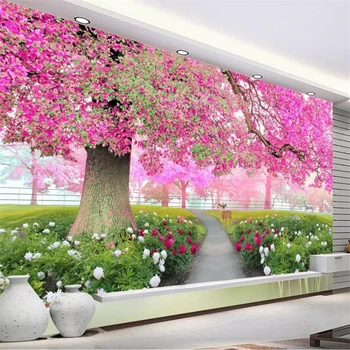 beibehang Özel Duvar Kağıdı 3d Fotoğraf Duvar Resimleri Papel de parede Çiçek Sakura Ağacı Geçit 3D Oturma Odası TV Arka Plan duvar kağıdı