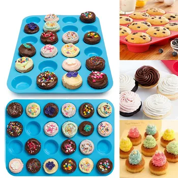 Mini kek kalıbı 24 Delik Silikon Kek Kalıpları Sabun Çerezler Cupcake Bakeware Mini Kek Pan tepsi kalıbı Ev DIY Kek Pişirme Araçları