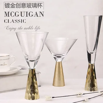 Işık lüks kaplama altın cam kadeh tatlı fincan kokteyl cam şampanya kadehi ziyafet modeli odası dekorasyon fincan