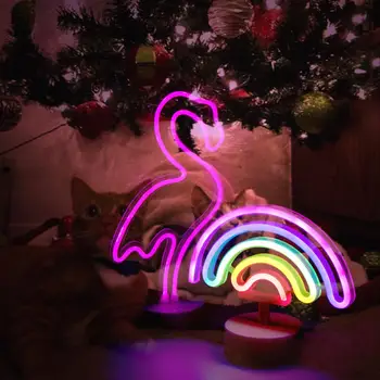Gökkuşağı Led Neon ışık burcu Flamingo ay Unicorn Neon lamba tatil ışık tatil noel partisi düğün süslemeleri