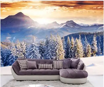 3d duvar resimleri duvar kağıdı oturma odası için HD büyük çam iğnesi kar dağ arka plan ev dekor fotoğraf duvar kağıdı duvarlar için 3 d