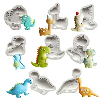 Dinozorlar Kek silikon kalıp Fondan Dantel Kalıp Doğum Günü Pastası Dekorasyon Araçları Çikolata Gumpaste Mold18123-130