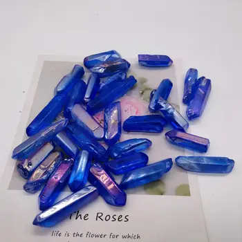 100g Doğal mavi Kristal Orijinal Taş Sütun Kırma Taş Galvanik Renkli Sütun Dekorasyon Aksesuarı