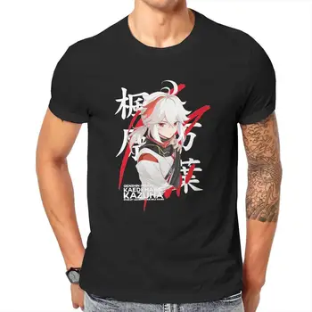 Komik Kaedehara Kazuha erkek t-shirtü Ekip Boyun Saf Pamuk T Gömlek Genshin Darbe Anime Kısa Kollu Tee Gömlek Yetişkin Giyim